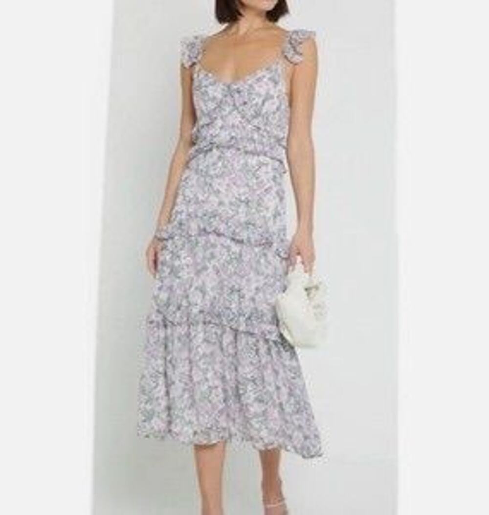 o.p.t. Floral Ruffle Tiered Midi Dress Size Large